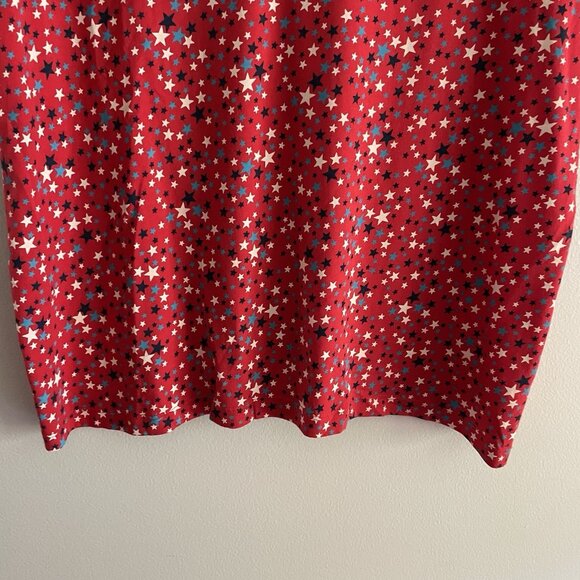 Lands' End Women SZ XL Red Allover Star V-Neck Short Sleeve Pullover Tee - Picture 2 of 8